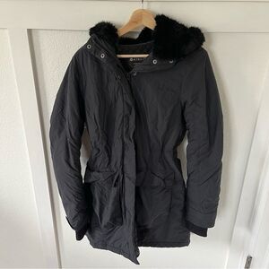 Athleta Black Women's Jacket with Fur Trim